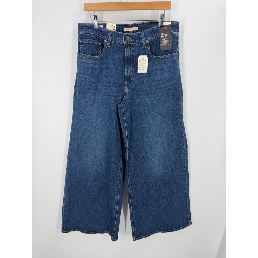Levi's 728 High-Rise Wide Leg Women 33 Blue Vintage Stretch Denim - Picture 1 of 11
